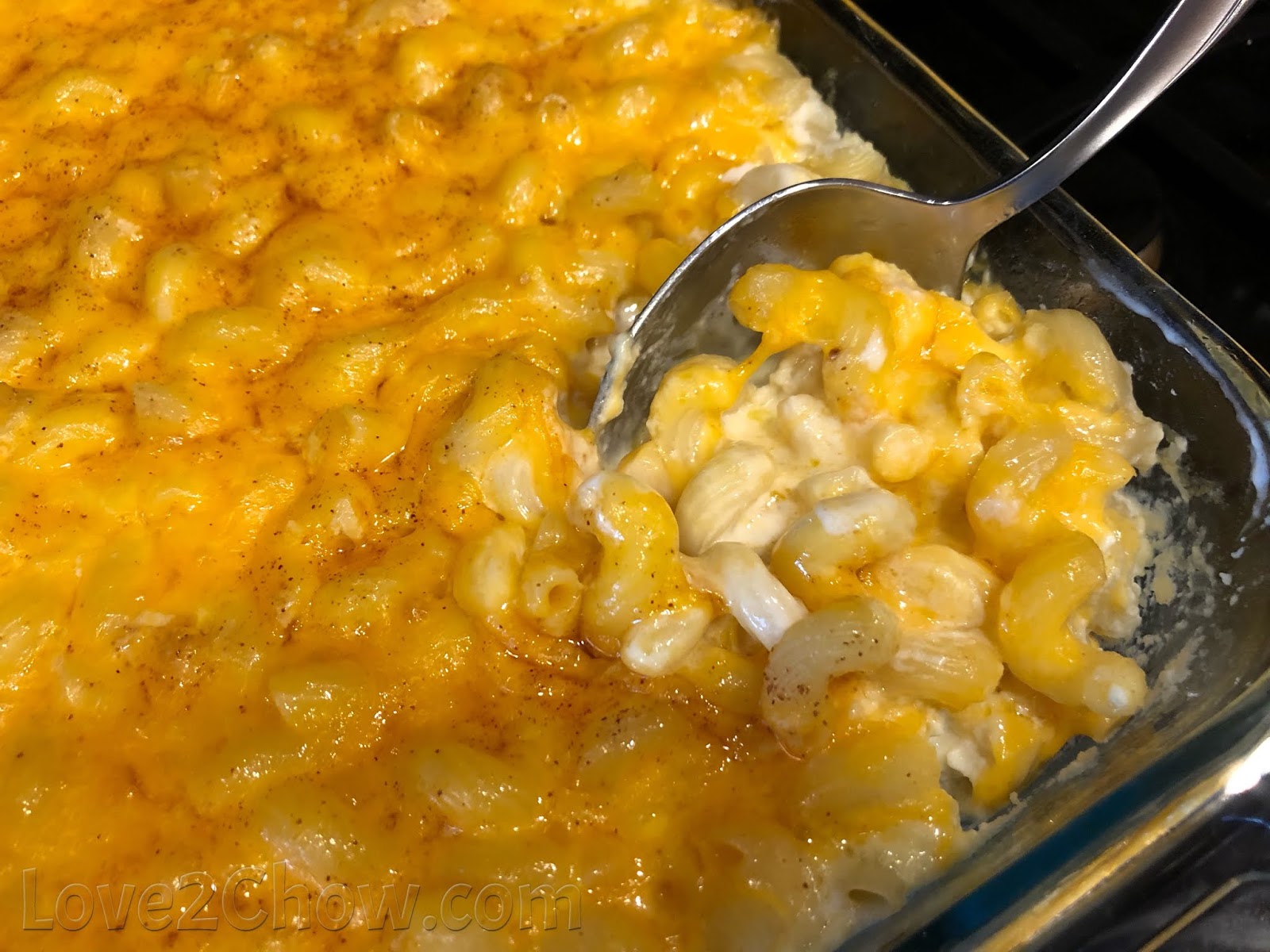 Baked Macaroni and Cheese Bliss in a Dish Love2Chow