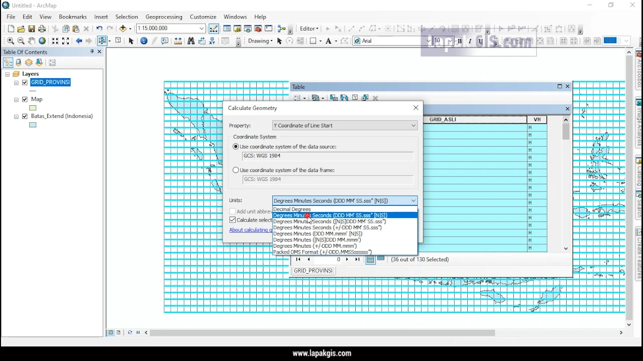 Cara Membuat Grid LU LS atau BT pada ArcGIS