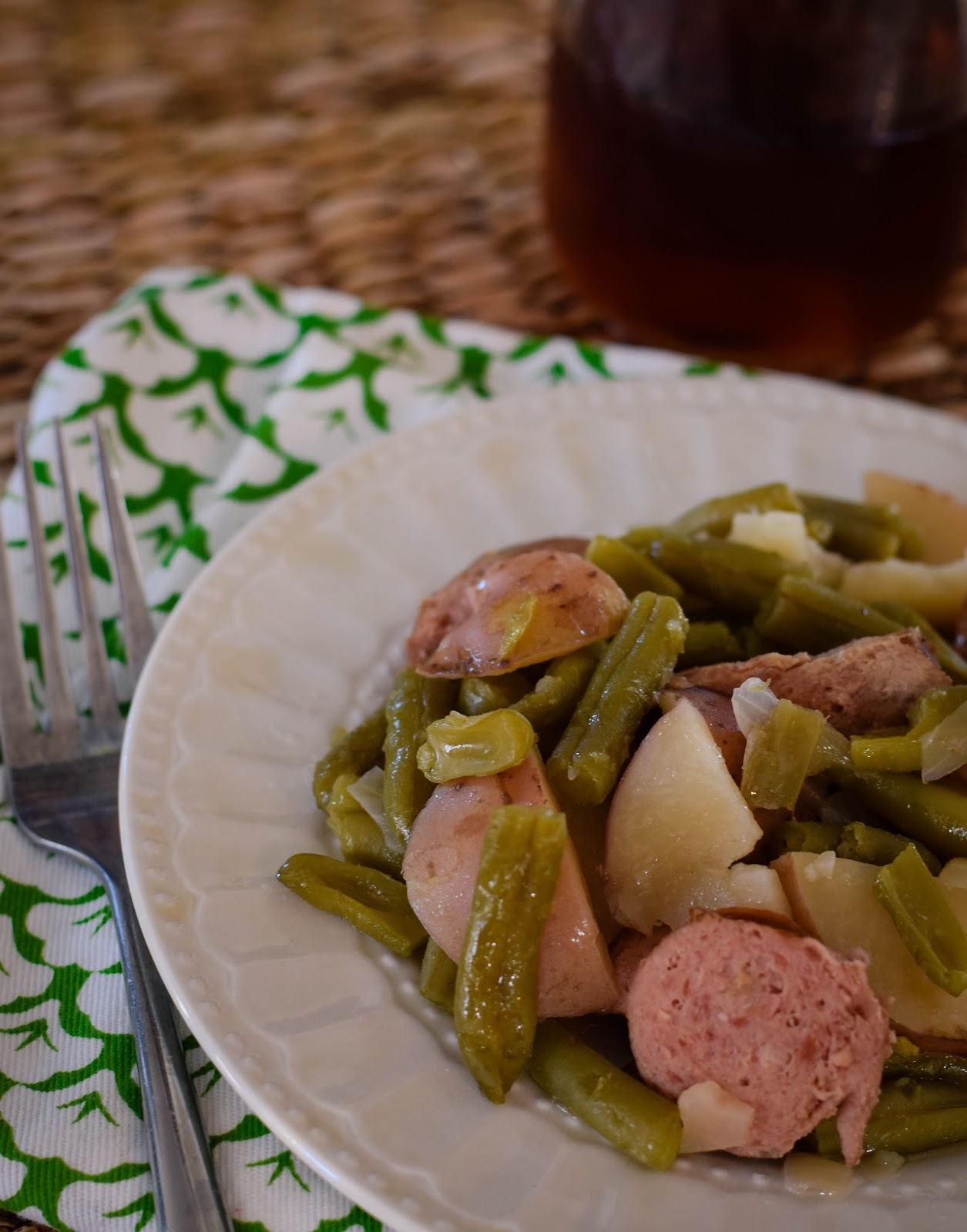 The Backroad Life Crock Pot Sausage, Green Beans, and Potatoes