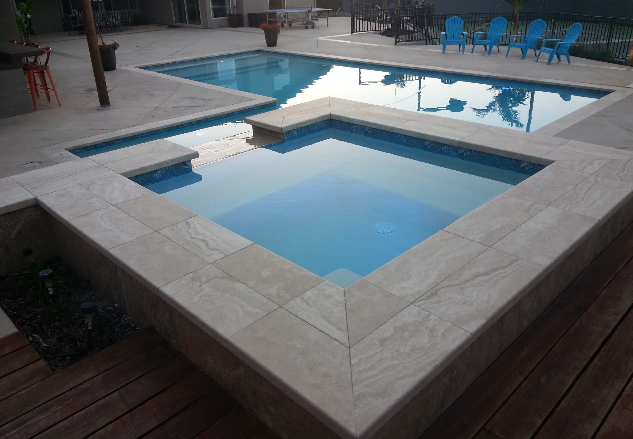 The 2 Minute Gardener Photo Pool and Hot Tub with Ceramic Tile Coping