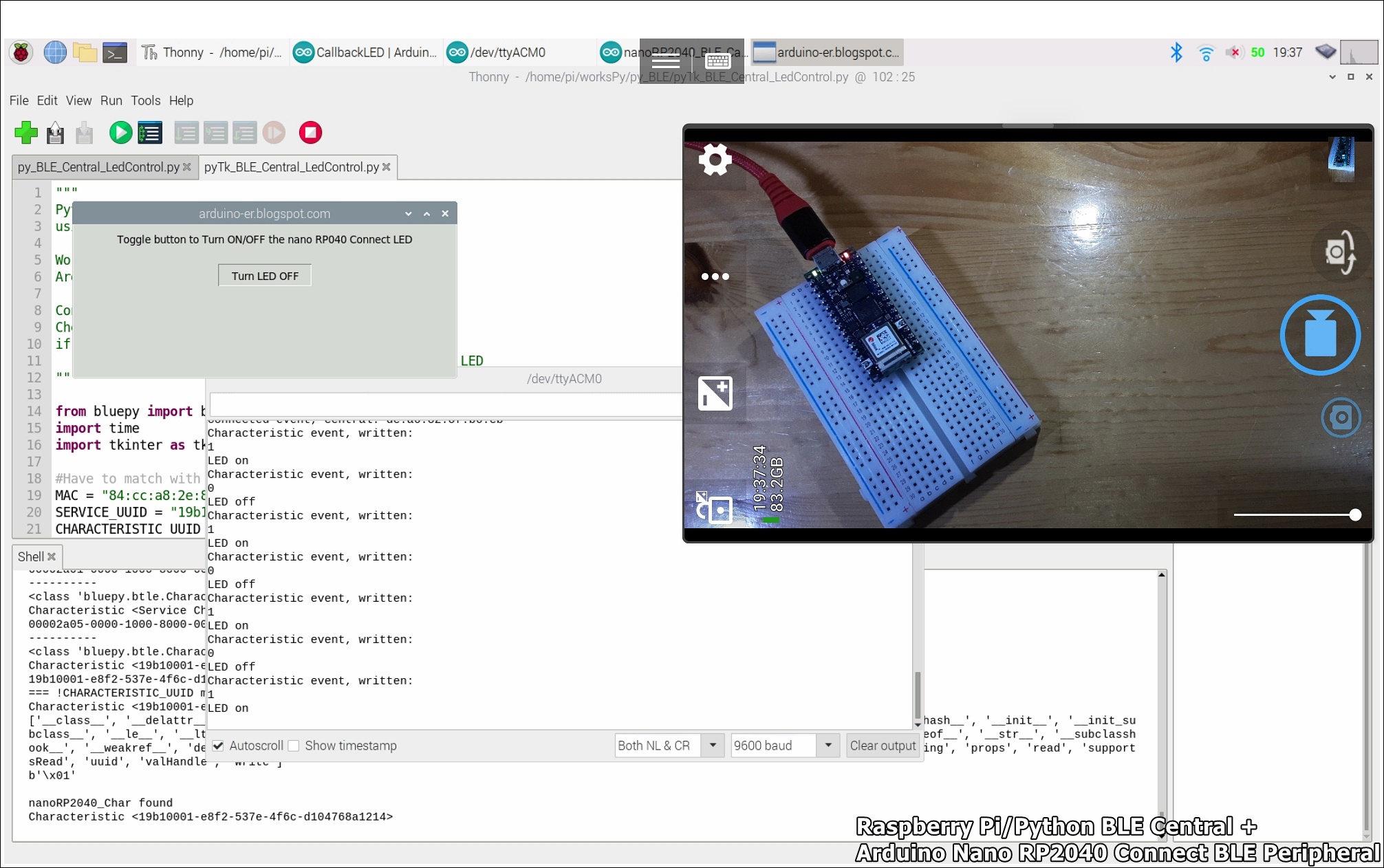 Arduino-er: Raspberry Pi/Python BLE Central + Arduino Nano RP2040 ...