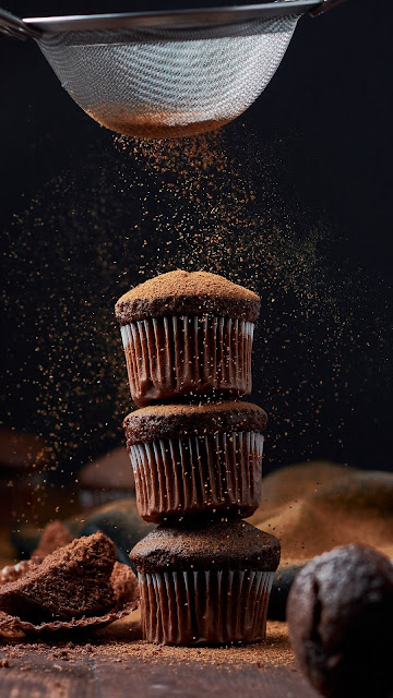 Background images for Muffins, Chocolate, Powder, Dessert