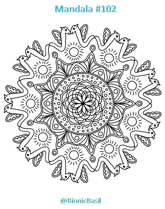 Mandalas on Monday ©BionicBasil® Colouring With Cats #102 Downloadable Image