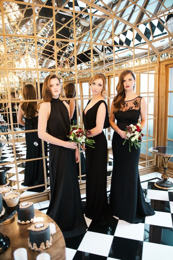 madrinhas de vestido preto