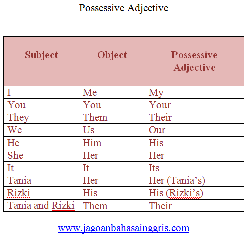 Penjelasan dan Soal Latihan Possessive Adjective 