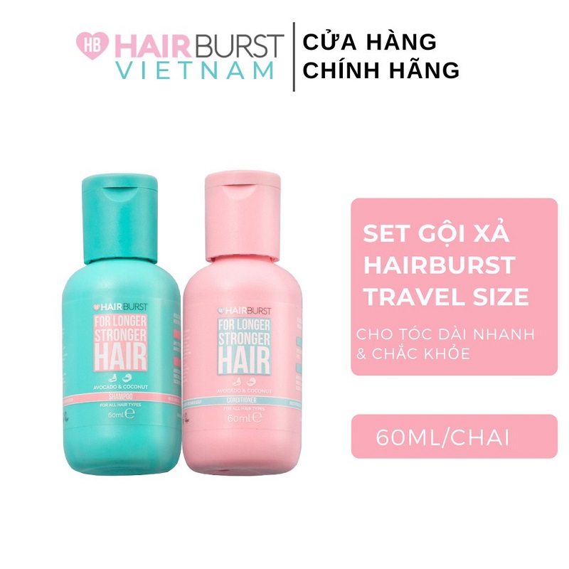 Hairburst Set gội xả kích thích tóc mọc dài chắc khỏe size mini 60ml/chai
