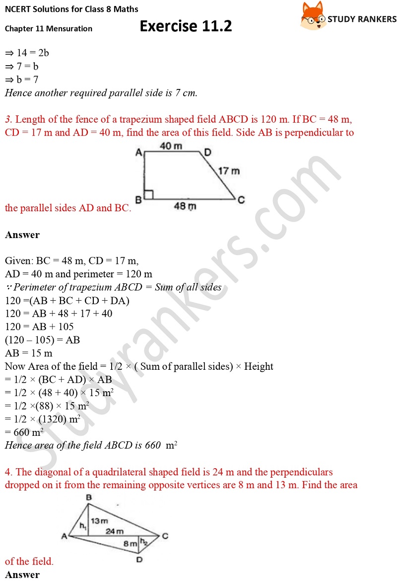 NCERT Solutions for Class 8 Maths Ch 11 Mensuration Exercise 11.2 2