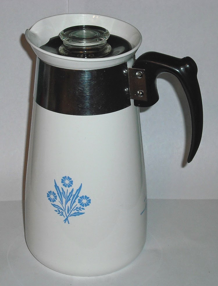 Vintage Corning Ware Cornflower Blue Stovetop Percolator Coffee Pot