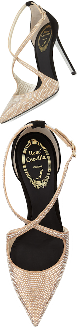 Rene Caovilla crystallized cross strap d'orsay pump