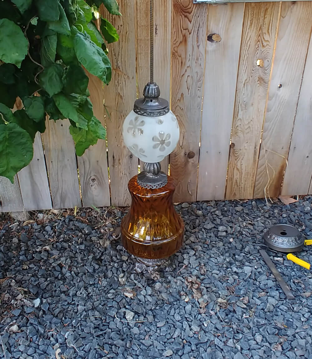 Upcycled Lamp Garden Totem Little Vintage Cottage