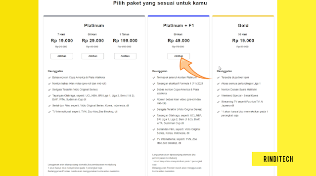 Cara Berlangganan Paket Vidio Platinum F1 +Kode Voucher Vidio