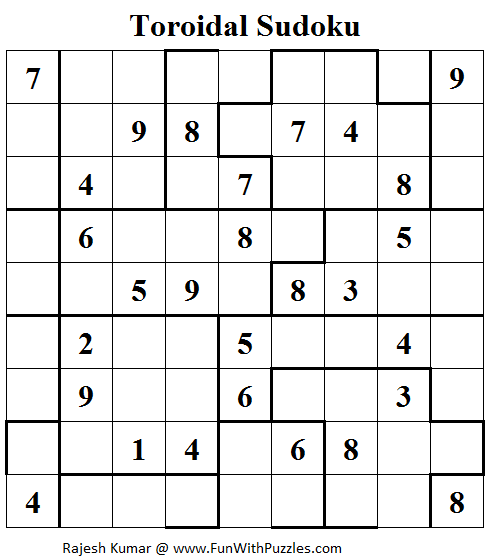 Toroidal Sudoku (Daily Sudoku League #110)