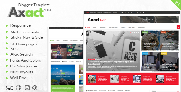 Axact v2.1 – Premium Responsive Magazine Blogger And Blogspot Theme