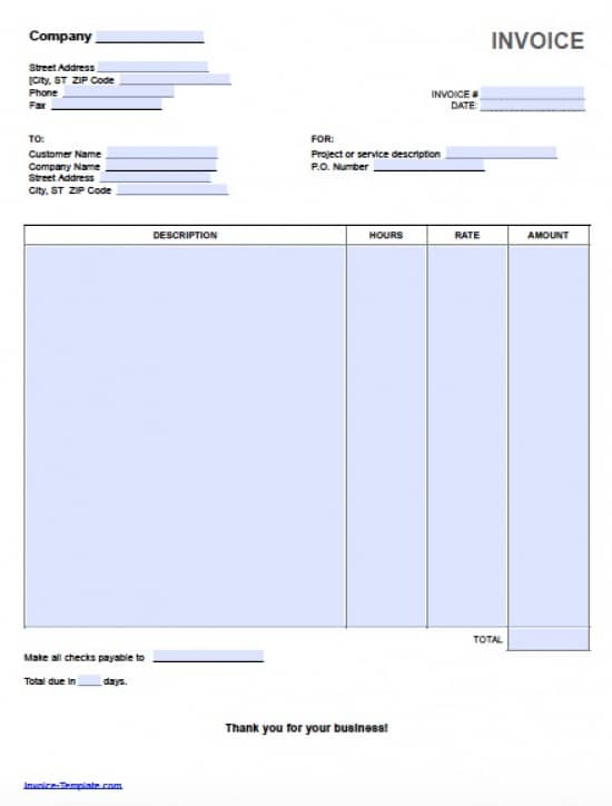 Hourly Invoice Template Word Invoice Template Hourly Invoice Template Word Invoice Template