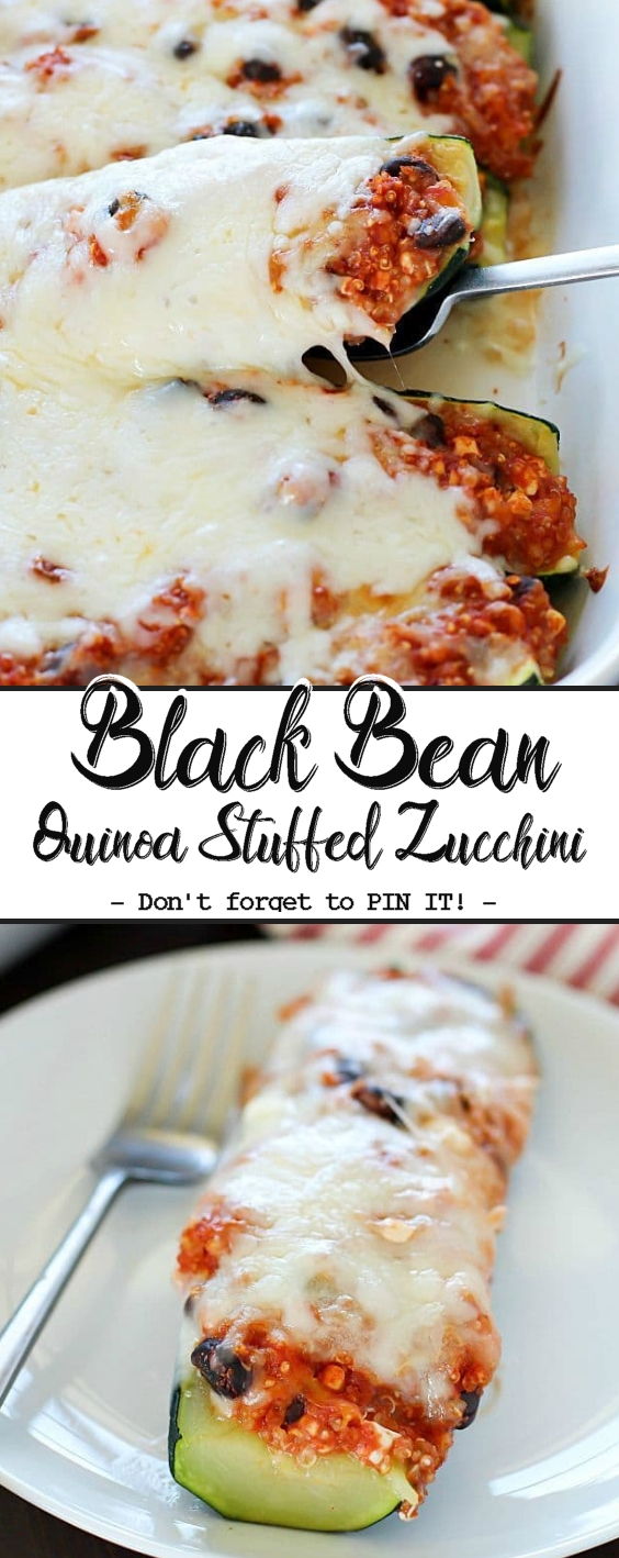 Black Bean & Quinoa Stuffed Zucchini - Just Easy Recipe