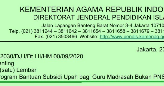 Surat Edaran Program Bantuan Subsidi Blt Upah Gaji Guru Honorer Madrasah Info Pendidikan Keagamaan Dan Madrasah Info Pendidikan