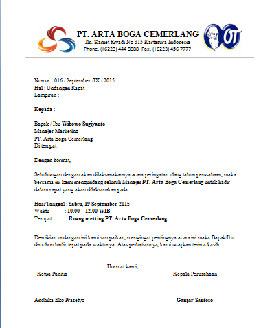 Membuat Surat Undangan Resmi / Contoh Surat Undangan Resmi Pdf / Dalam