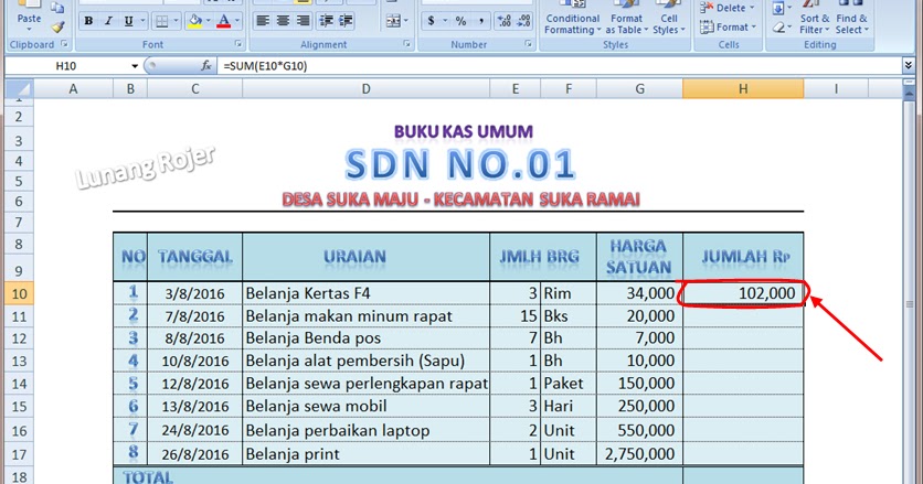 Cara meng copy rumus penjumlahan di Ms.Excel Cara meng copy rumus penjumlahan di Ms.Excel