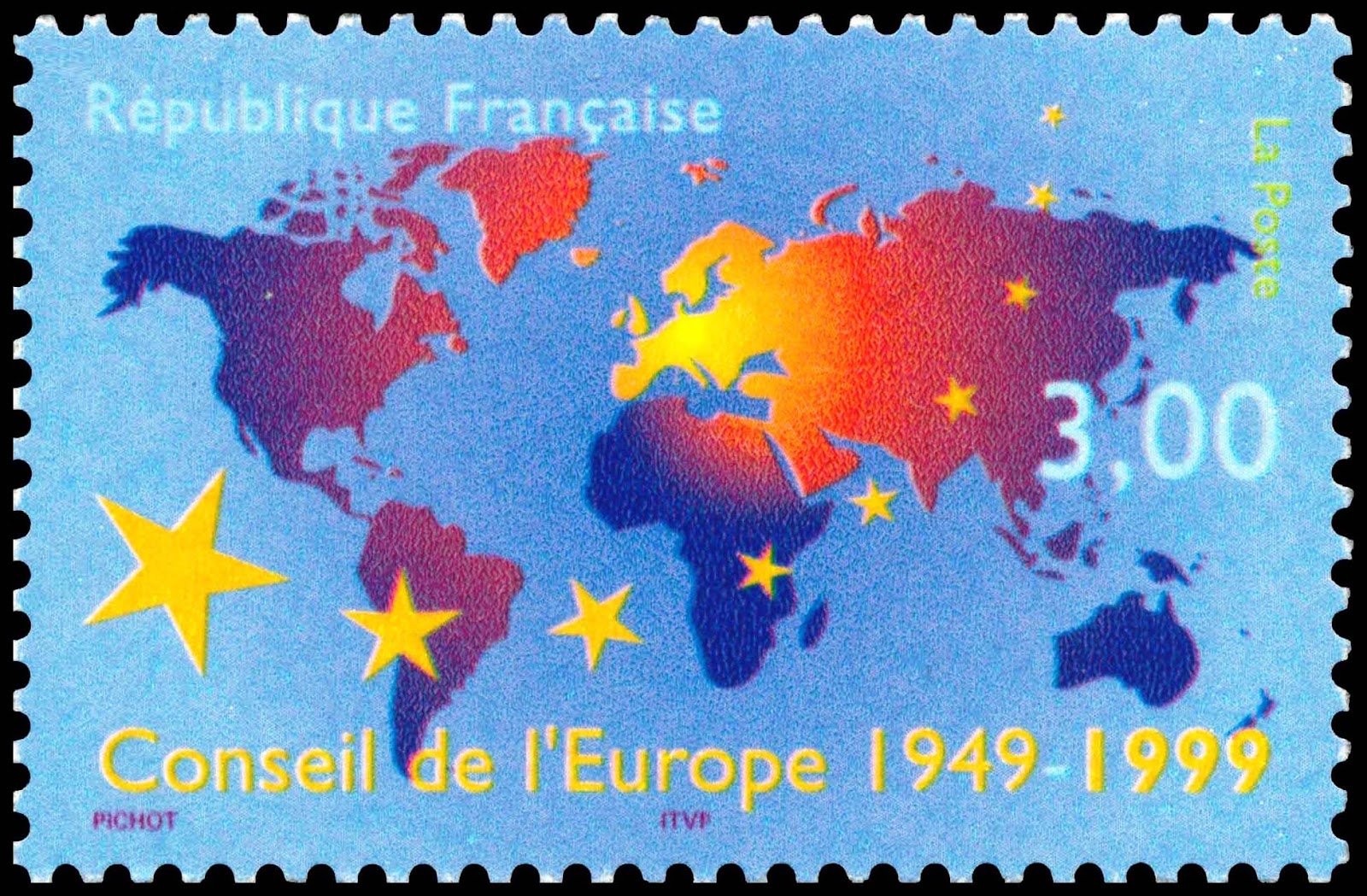 Eu 50. Почтовые марки Франции conseil de ieropa. 1999 По французски. 1 January 1999 eu.