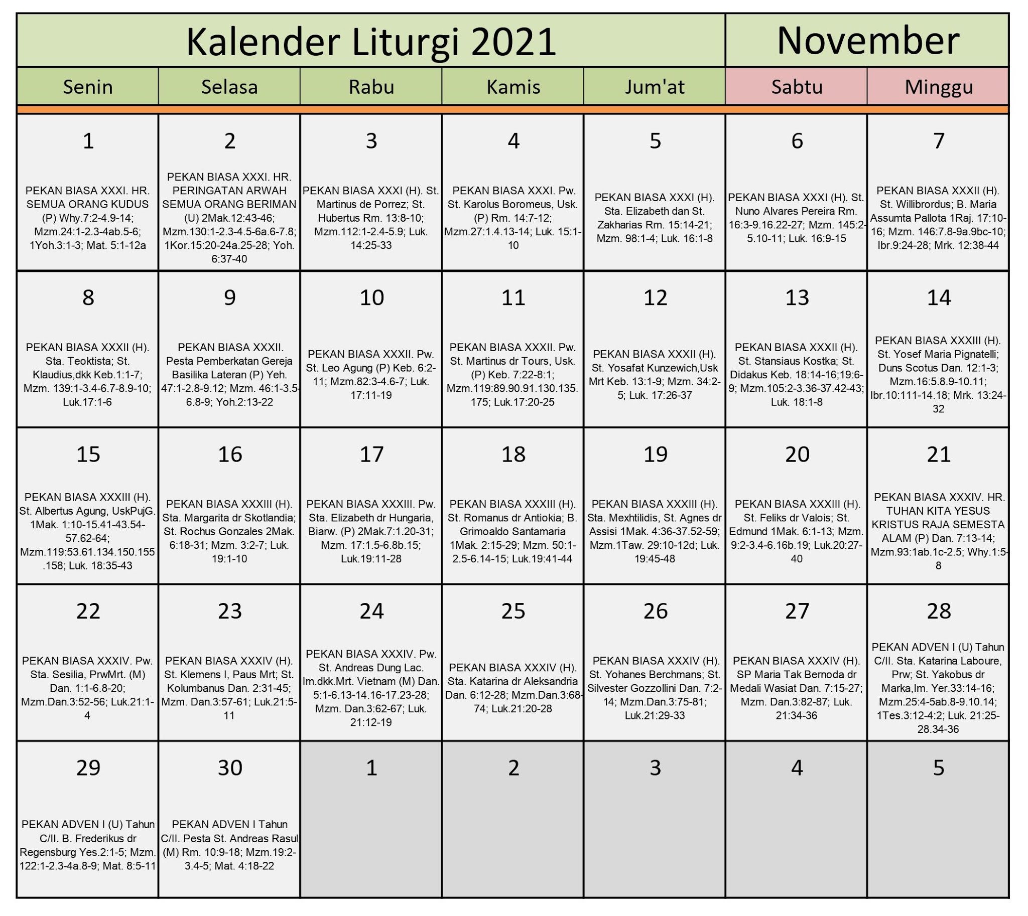 Download Kalender Liturgi November 2021 Tahun B1 Pdf - vrogue.co