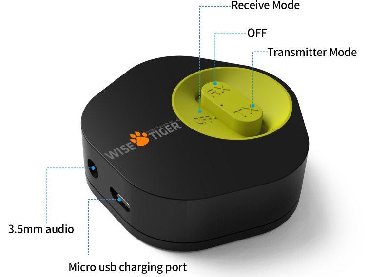 2in1 Wise Tiger Bluetooth Audio Transmitter & Receiver