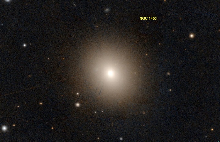 NGC 1453, a giant elliptical galaxy situated in the constellation Eridanus, was one of 63 galaxies used to calculate the expansion rate of the local universe