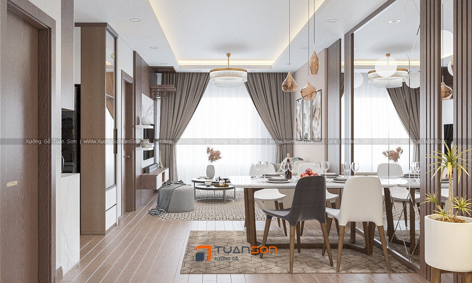 Thiết kế nội thất căn hộ 2 phòng ngủ (căn góc) IEC Thanh Trì Thiết kế nội thất căn hộ 2 phòng ngủ (căn góc) IEC Thanh Trì