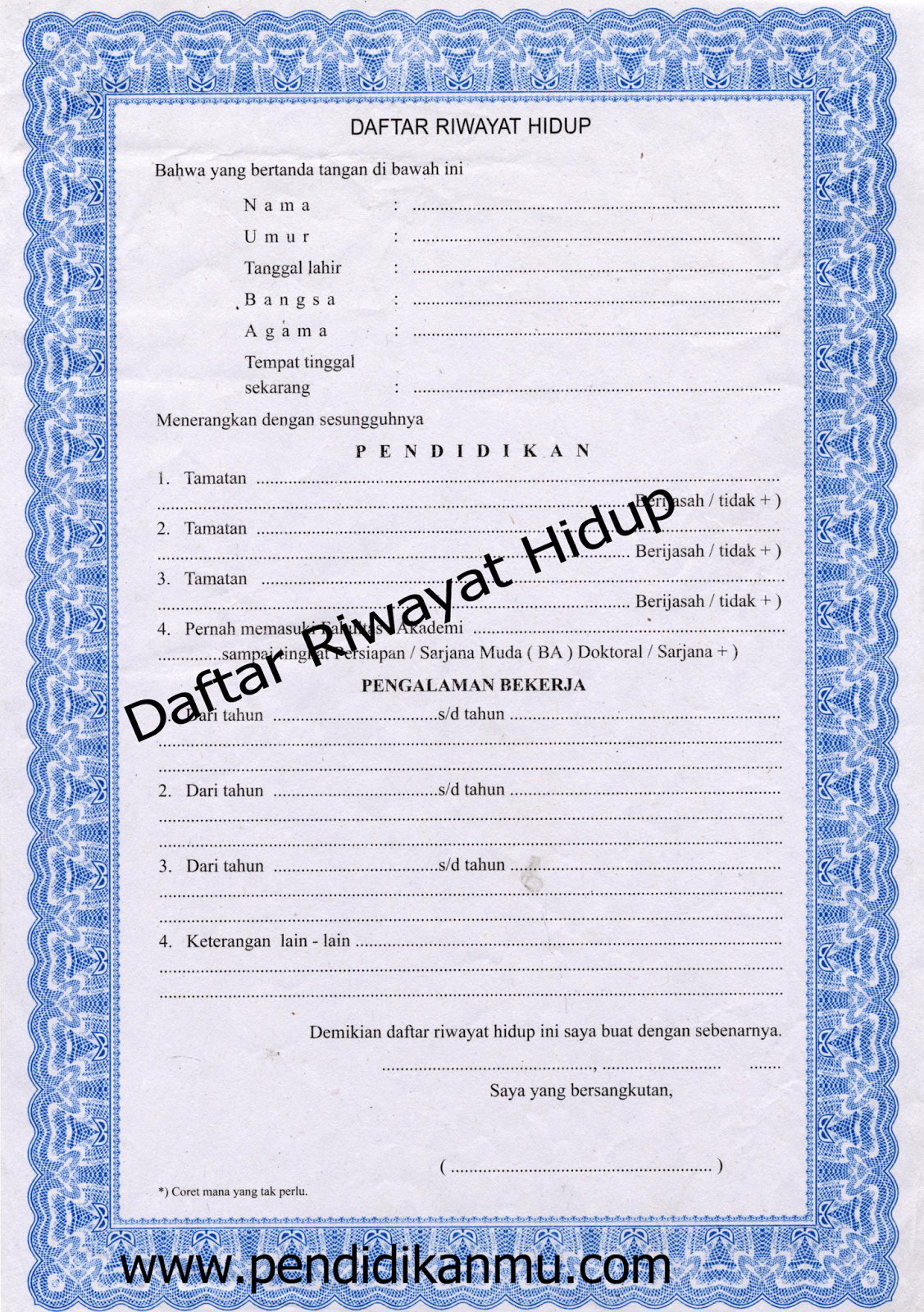 Contoh Daftar Riwayat Hidup Lamaran Kerja Terbaru