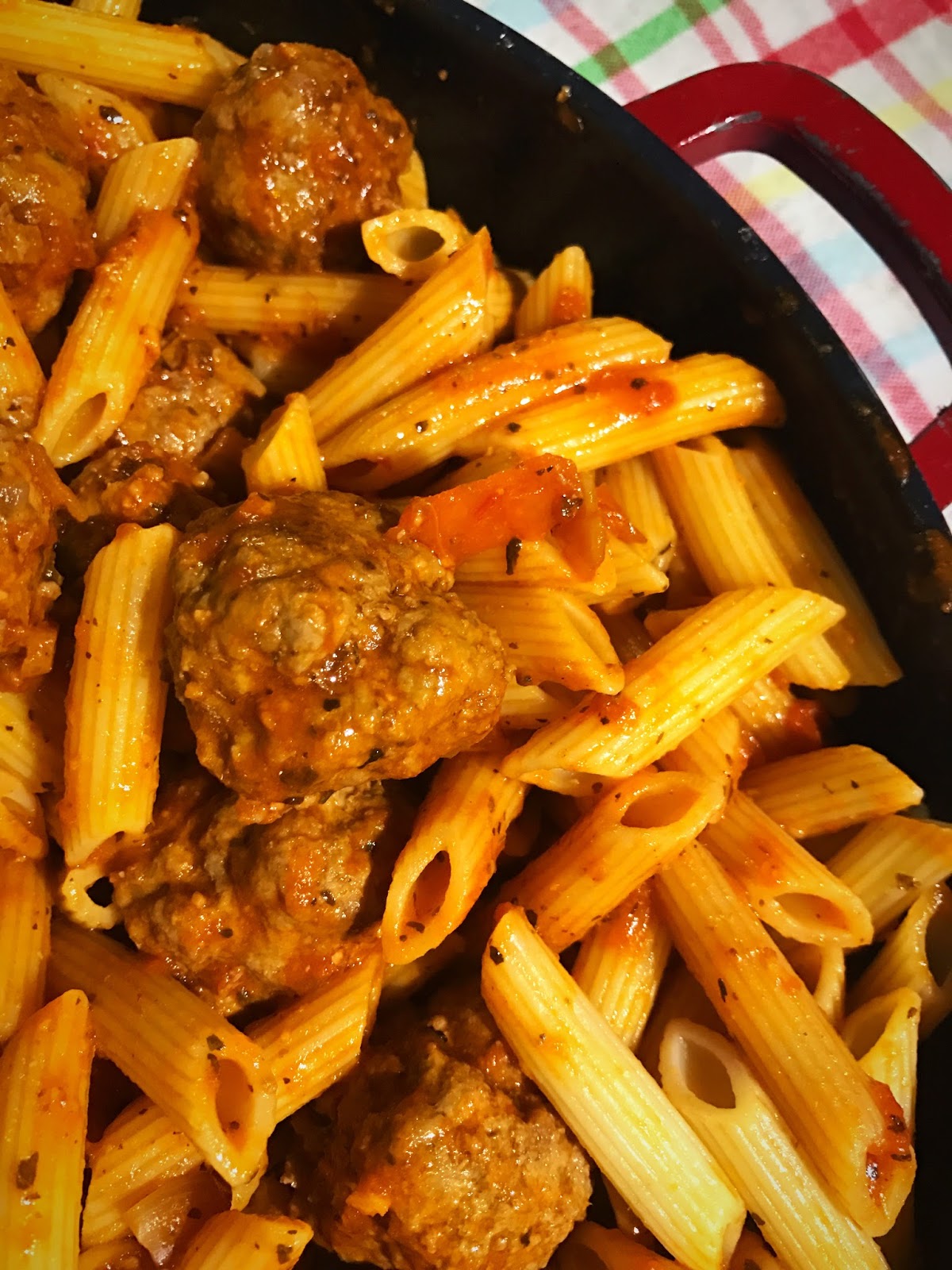 CraftyPJMum MEATBALL PASTA BAKE