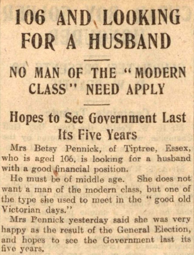 In 1924, a 106YearOld Essex Woman Placed a Personal Ad in the Dundee