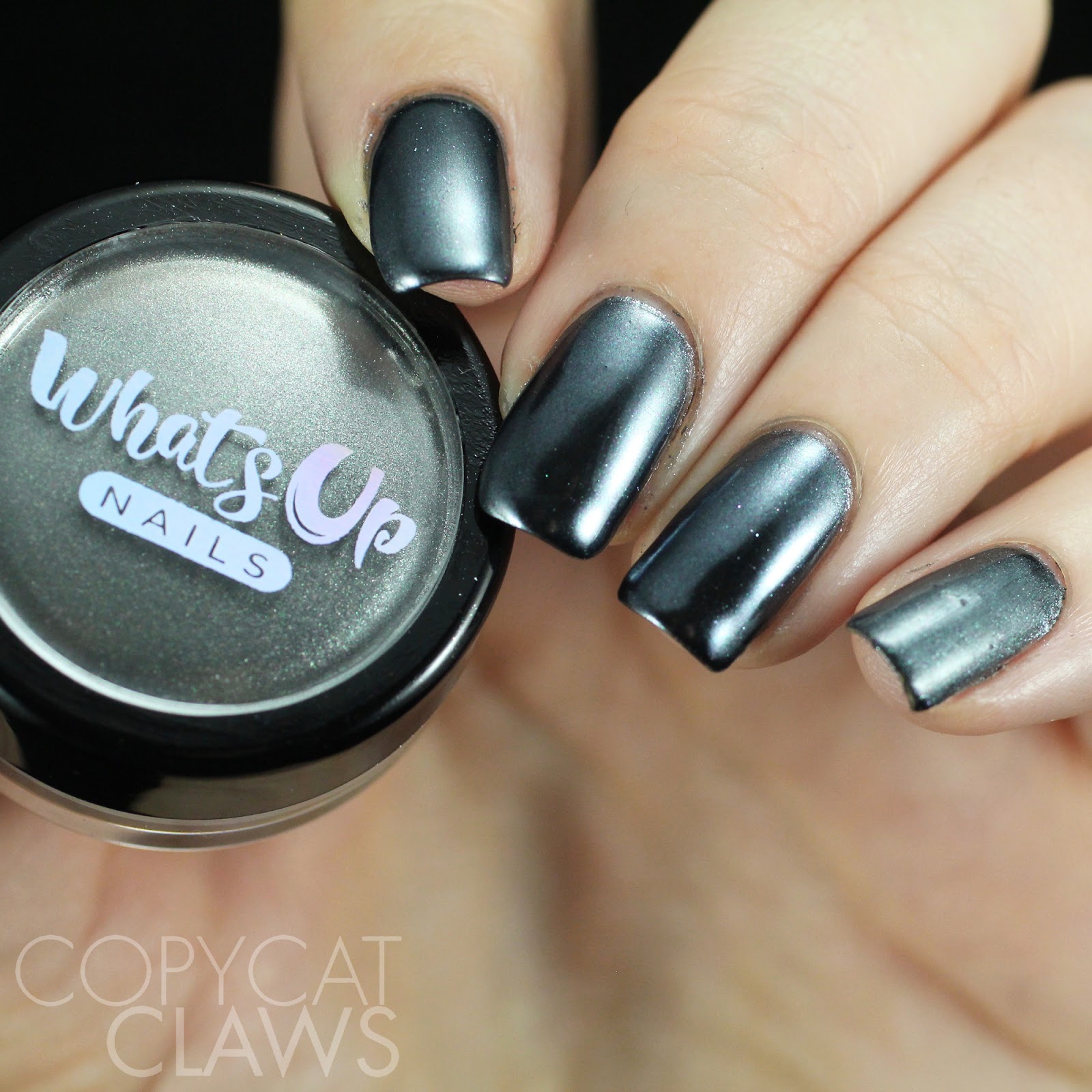 Copycat Claws: Whats Up Nails Black Chrome Powder and Stencil Review