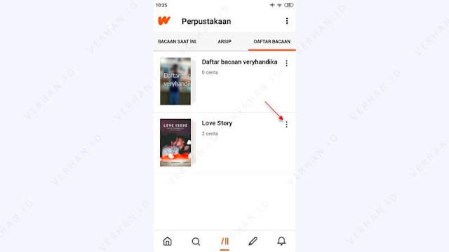 pilih daftar bacaan wattpad