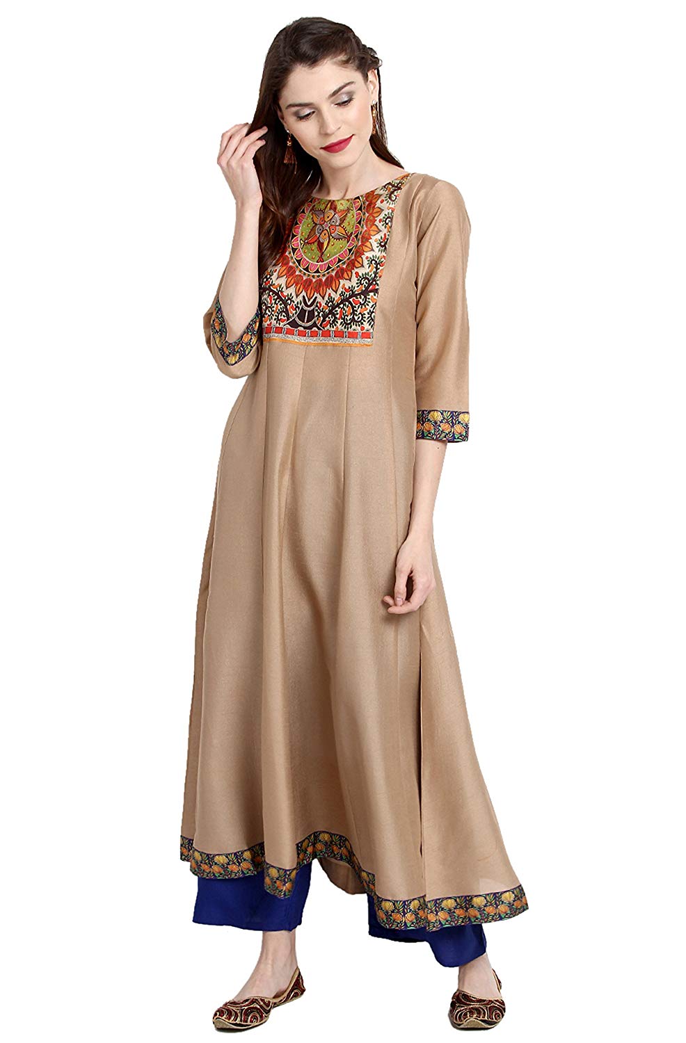 Janasya Women's Poly Silk Anarkali Kurta