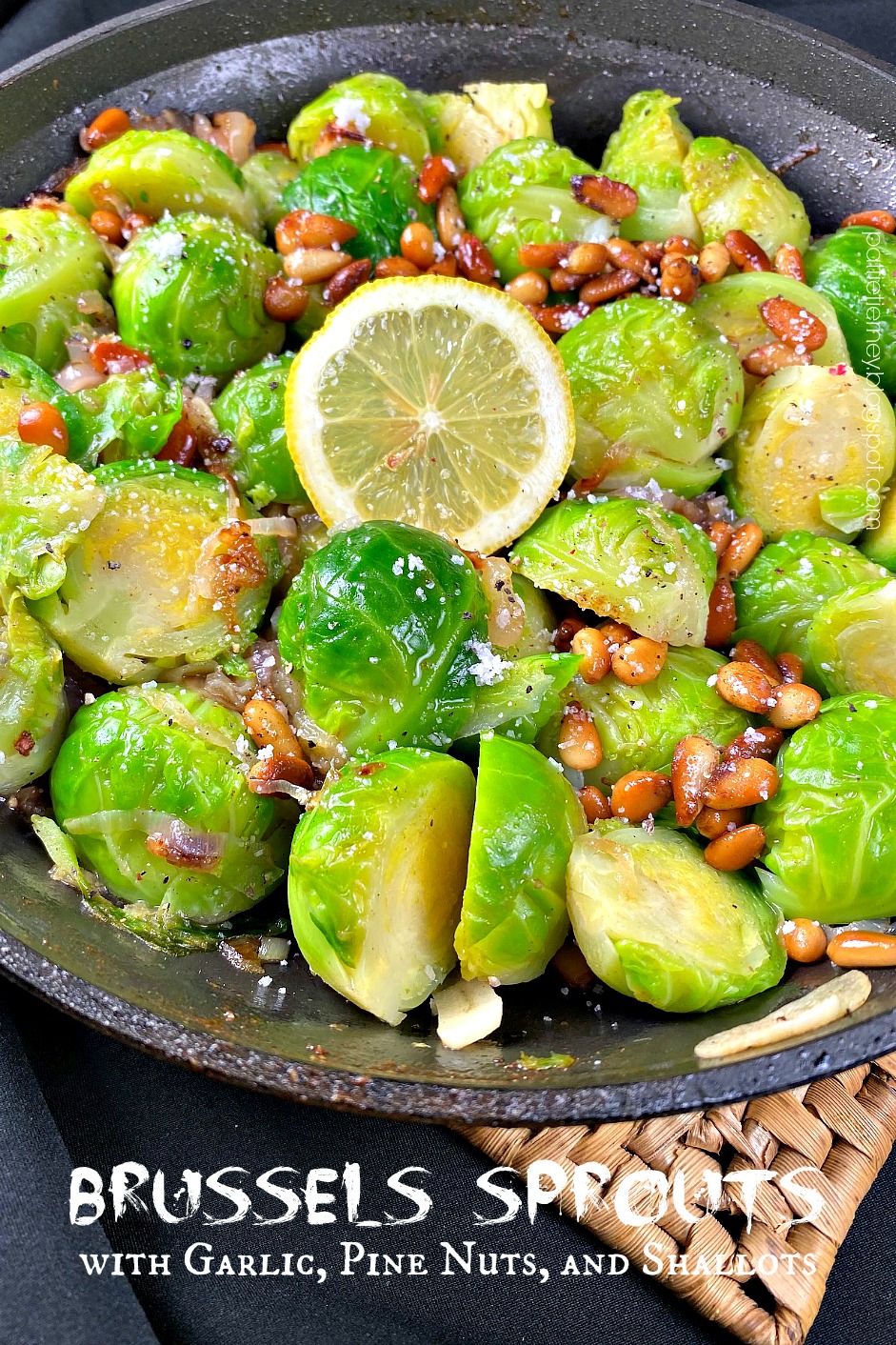 OllaPodrida Brussels Sprouts with Garlic, Pine Nuts, and Shallots