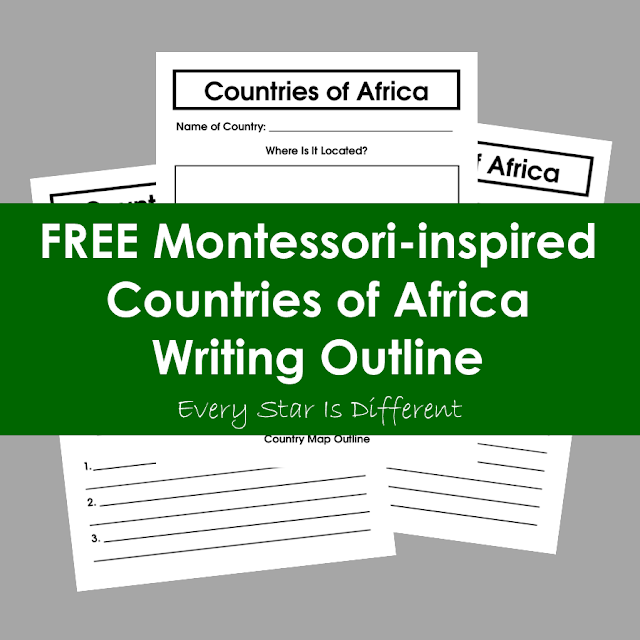 FREE Montessori-inspired Countries of Africa Writing Outline