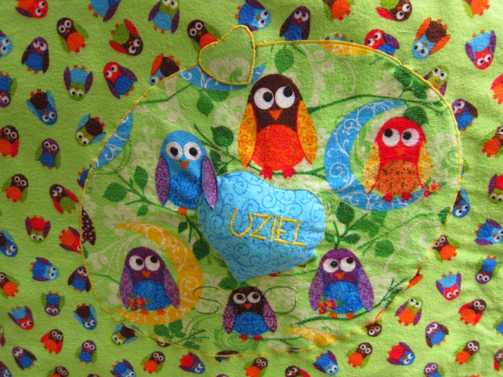 More than I can sew Owl baby blanket