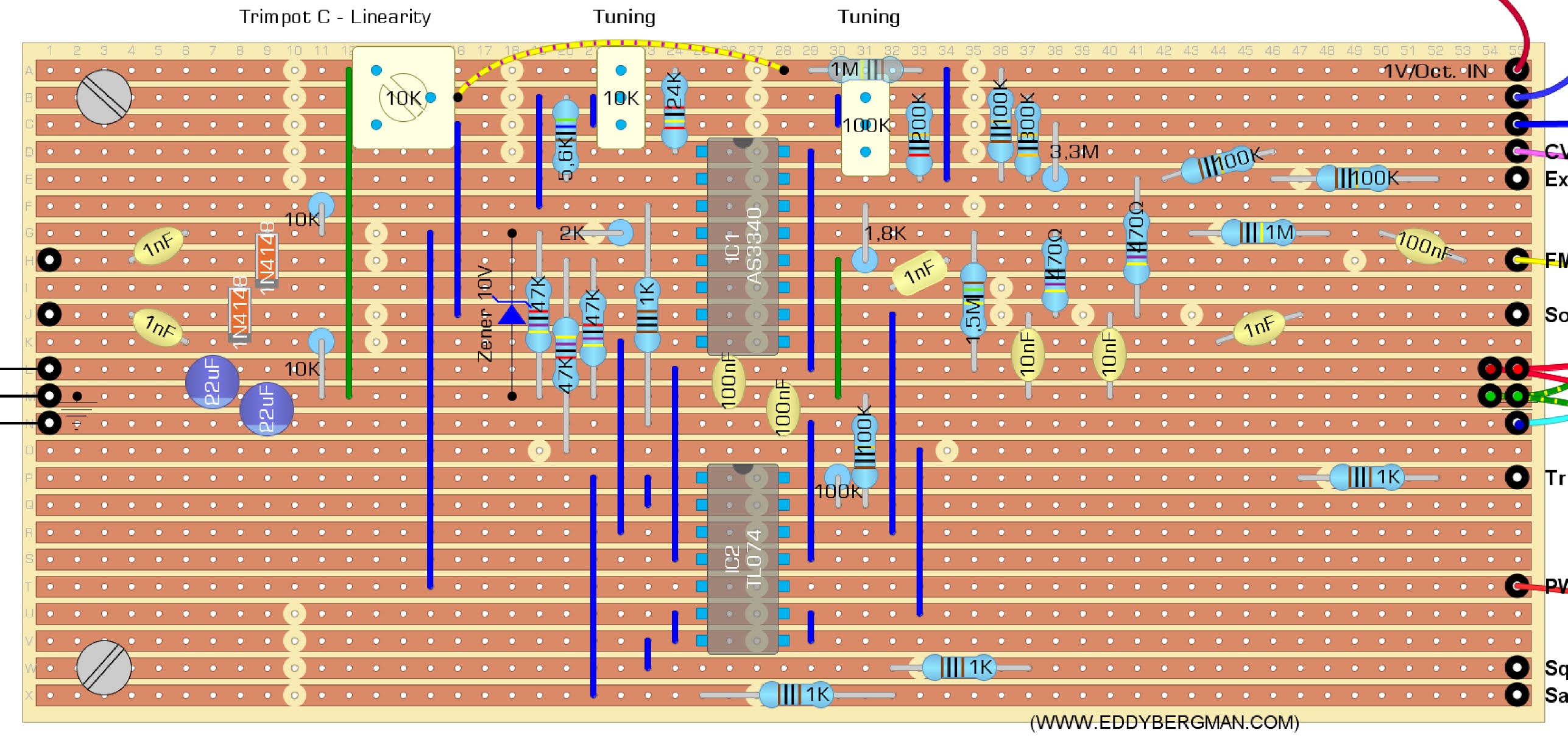 Eddy Bergman.com: Synthesizer Build part-18: A REALLY GOOD AS3340 VCO