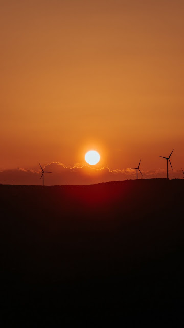 Free Wallpaper Windmill HD, Sun, Sunset, Clouds