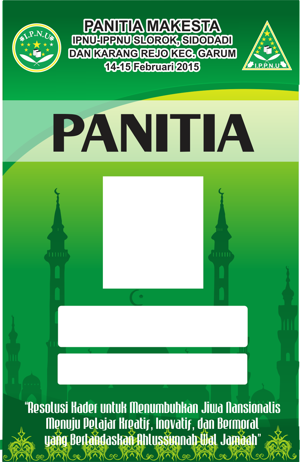 Design Id Card Panitia dan Peserta IPPNU MAKESTA Blitar