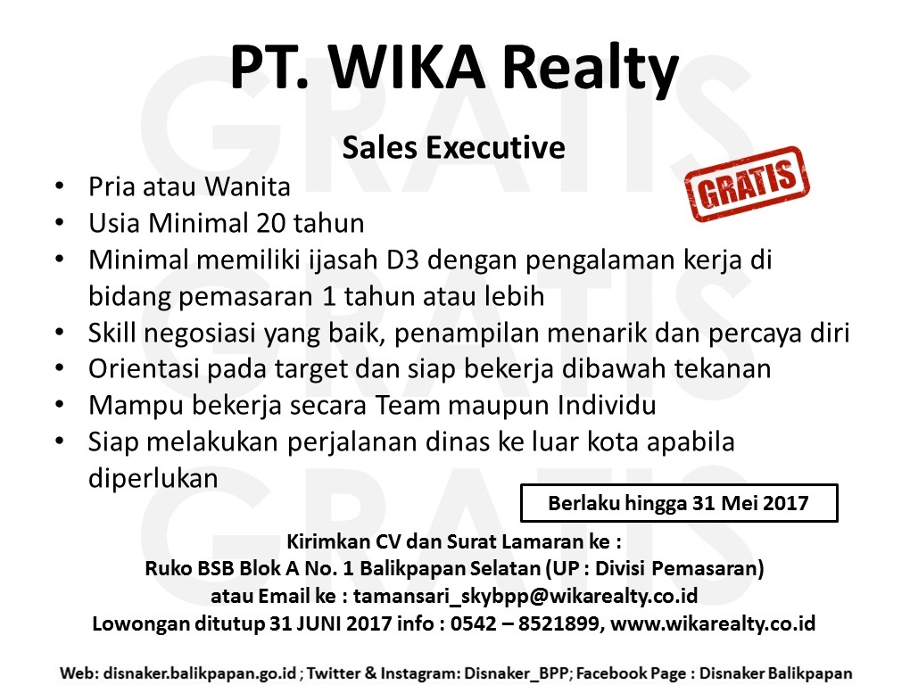 Lowongan Kerja PT. WIKA Realty