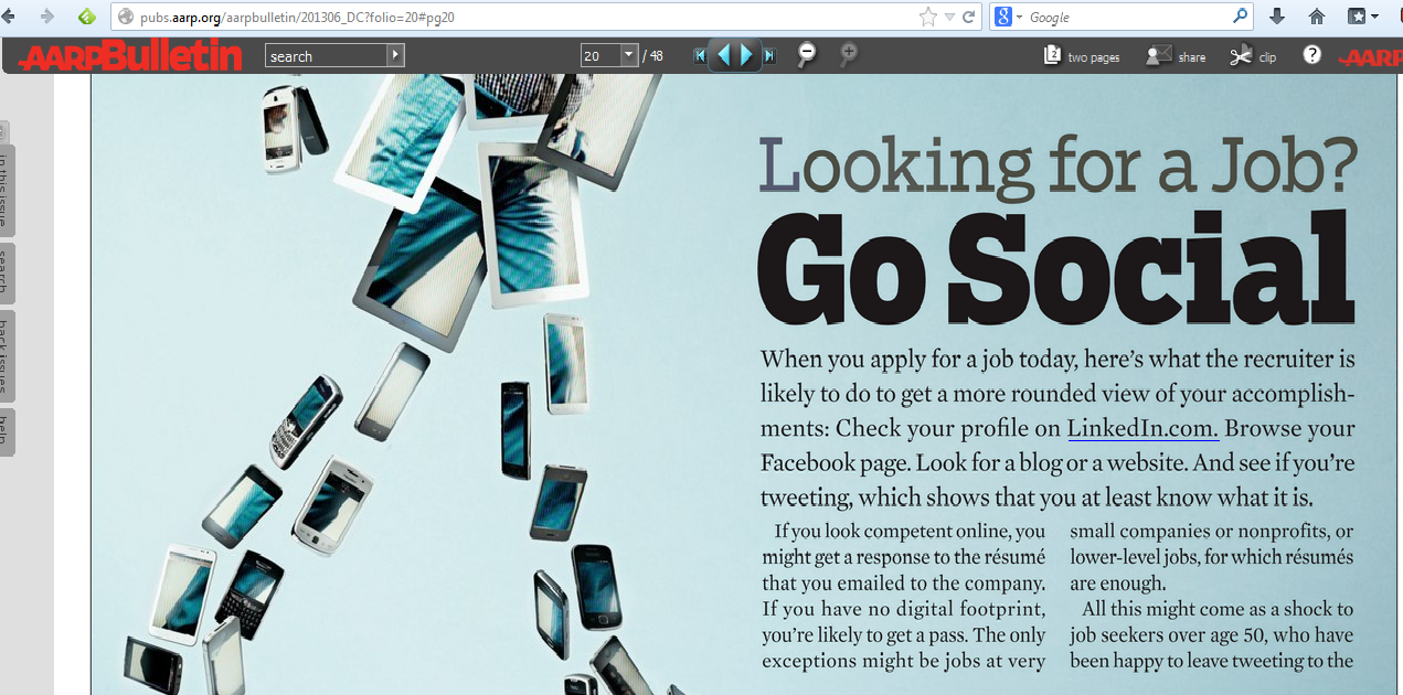 AARP article on social media for job hunting