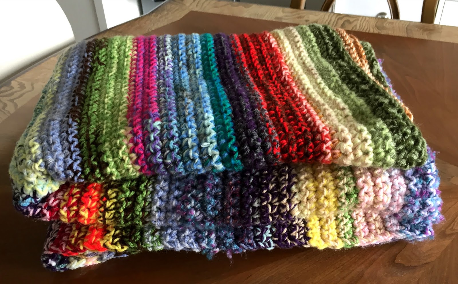Omi's Creative Corner Scrap Yarn Blanket Completed