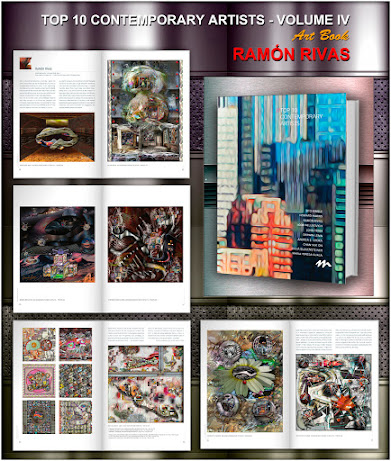 Ramón Rivas, de nuevo, en el Libro TOP 10 de los Artistas Contemporáneos actuales El Libro TOP 10 Contemporary Artists - Volumen IV y algunas de las 26 páginas con obras de Ramón Rivas (Rivismo / Spain)