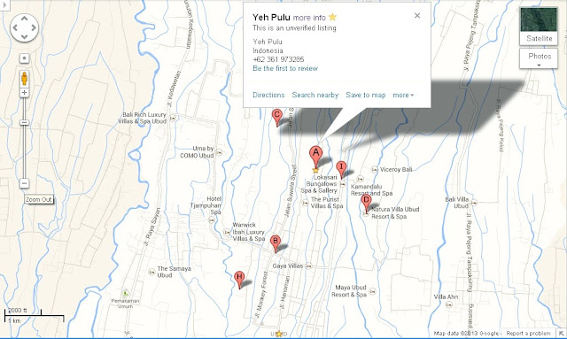 Location Map of Yeh Pulu Ubud Bali island,Yeh Pulu Ubud Location Map,Yeh Pulu Ubud Accommodation destinations attractions hotels photo map