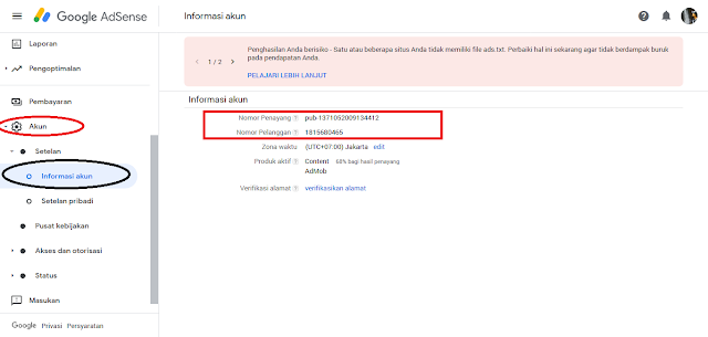 nomor penayangan google adsense