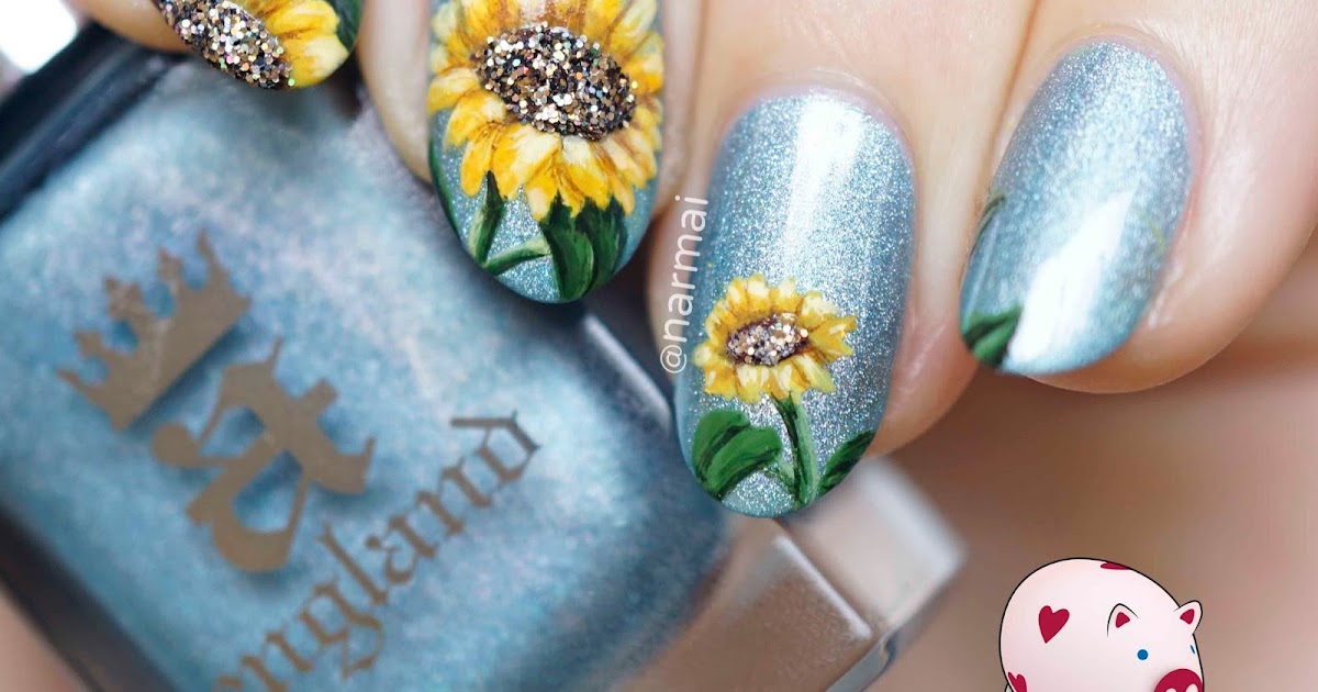 7. Sunflower Nail Art with Acrylic Paint - wide 4