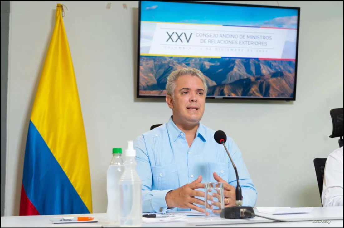 Presidente Iván Duque durante el XXV Consejo Andino de Ministros de Relaciones Exteriores, en Leticia, Colombia / VOA