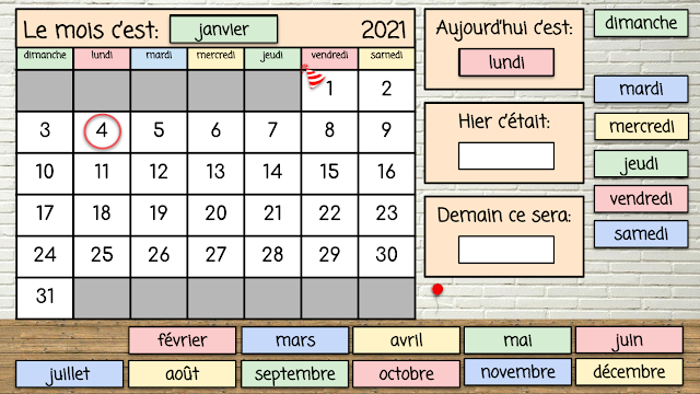 Interactive French Calendar for January 2021