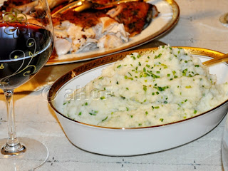 potatoes, parsnips, cream cheese, chives