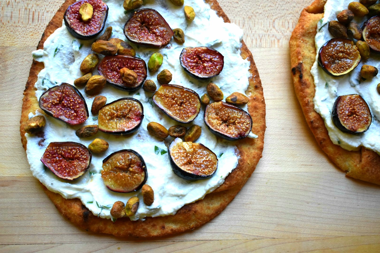 Herbed Ricotta Flatbread with Honey Roasted Figs and Pistachios • Chef Jen